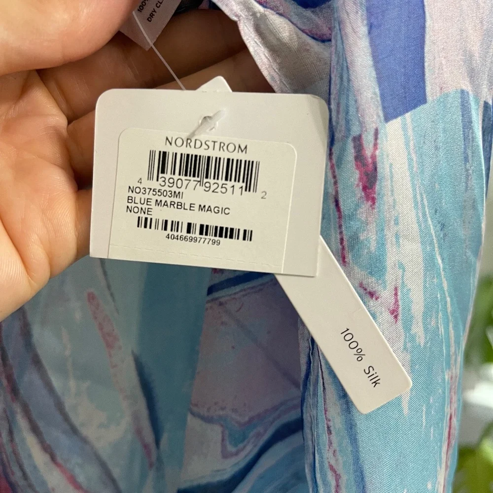 Nordstrom Blue Marble Magic Silk Scarf - Picture 3 of 12